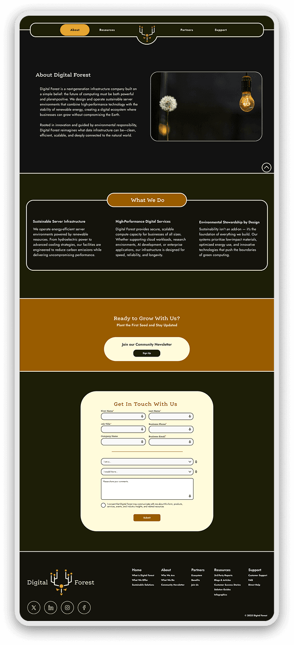 About page for digital forest