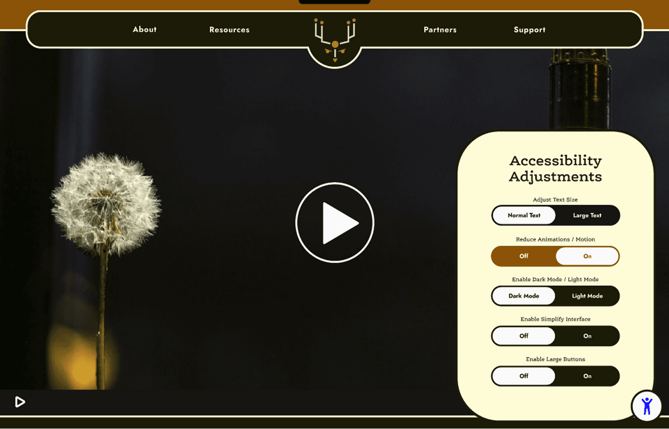 Homepage with reduced animations.