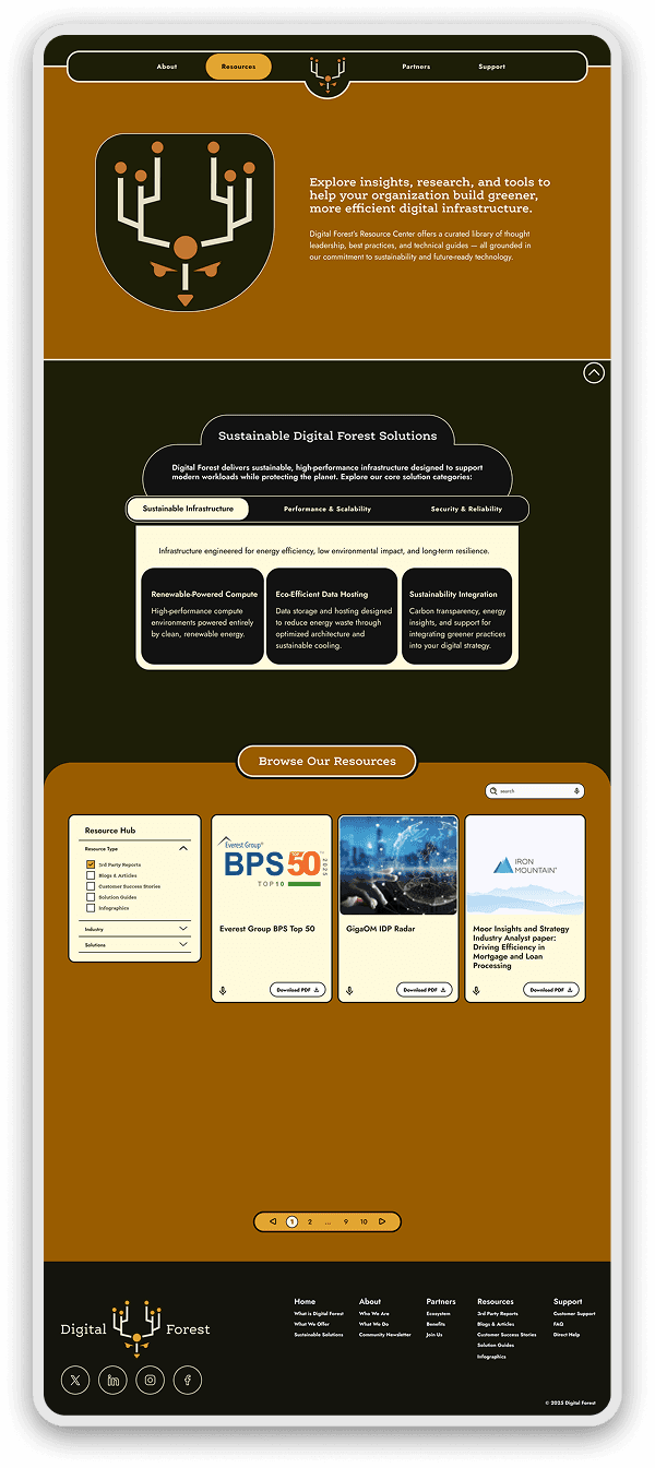 Resources page for digital forest