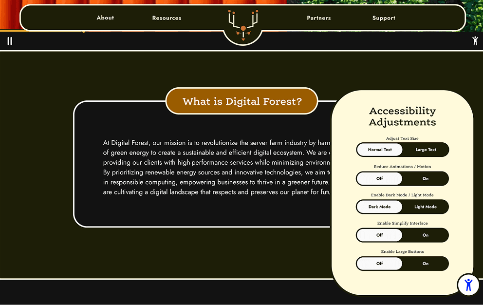 About page with normal text.