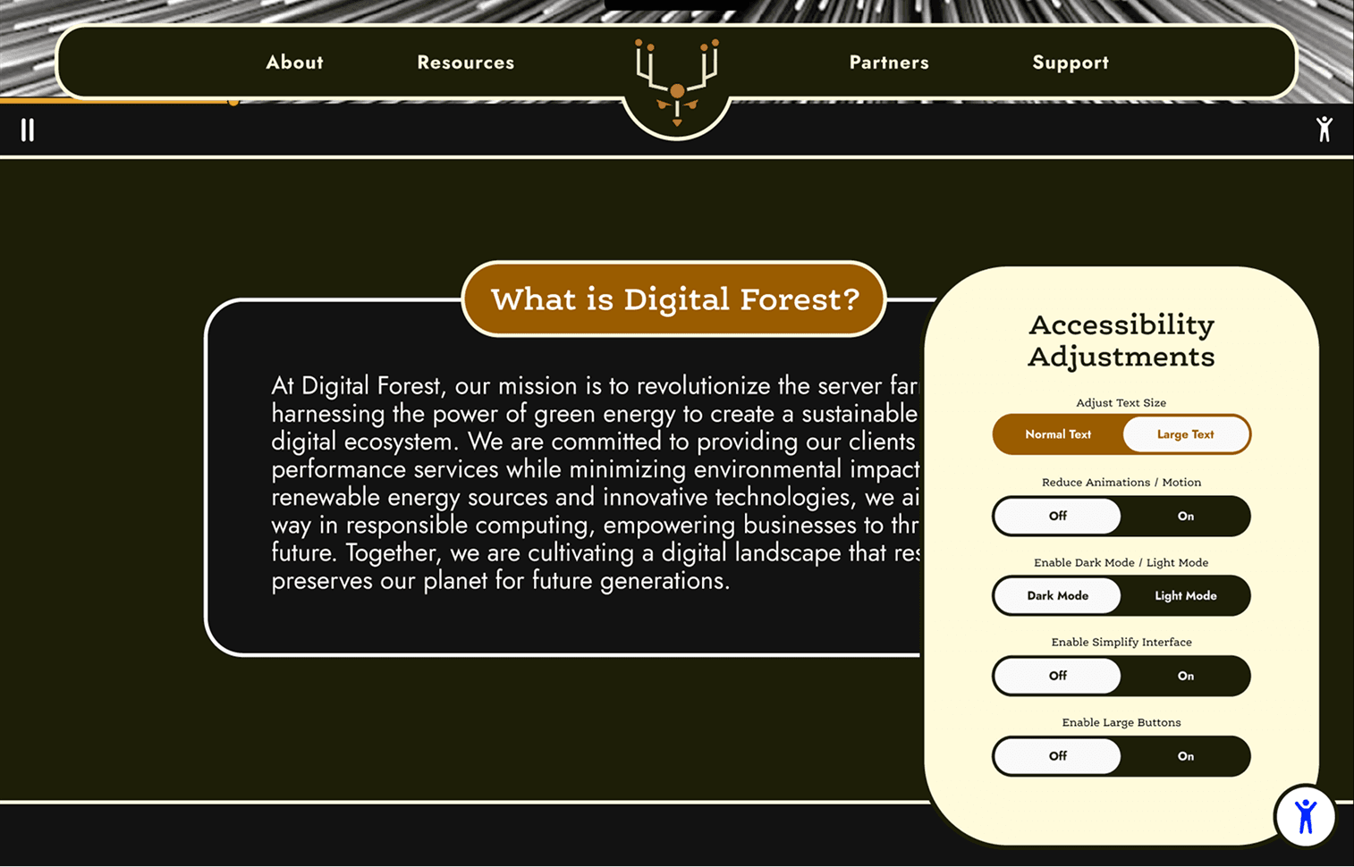 About page with large text