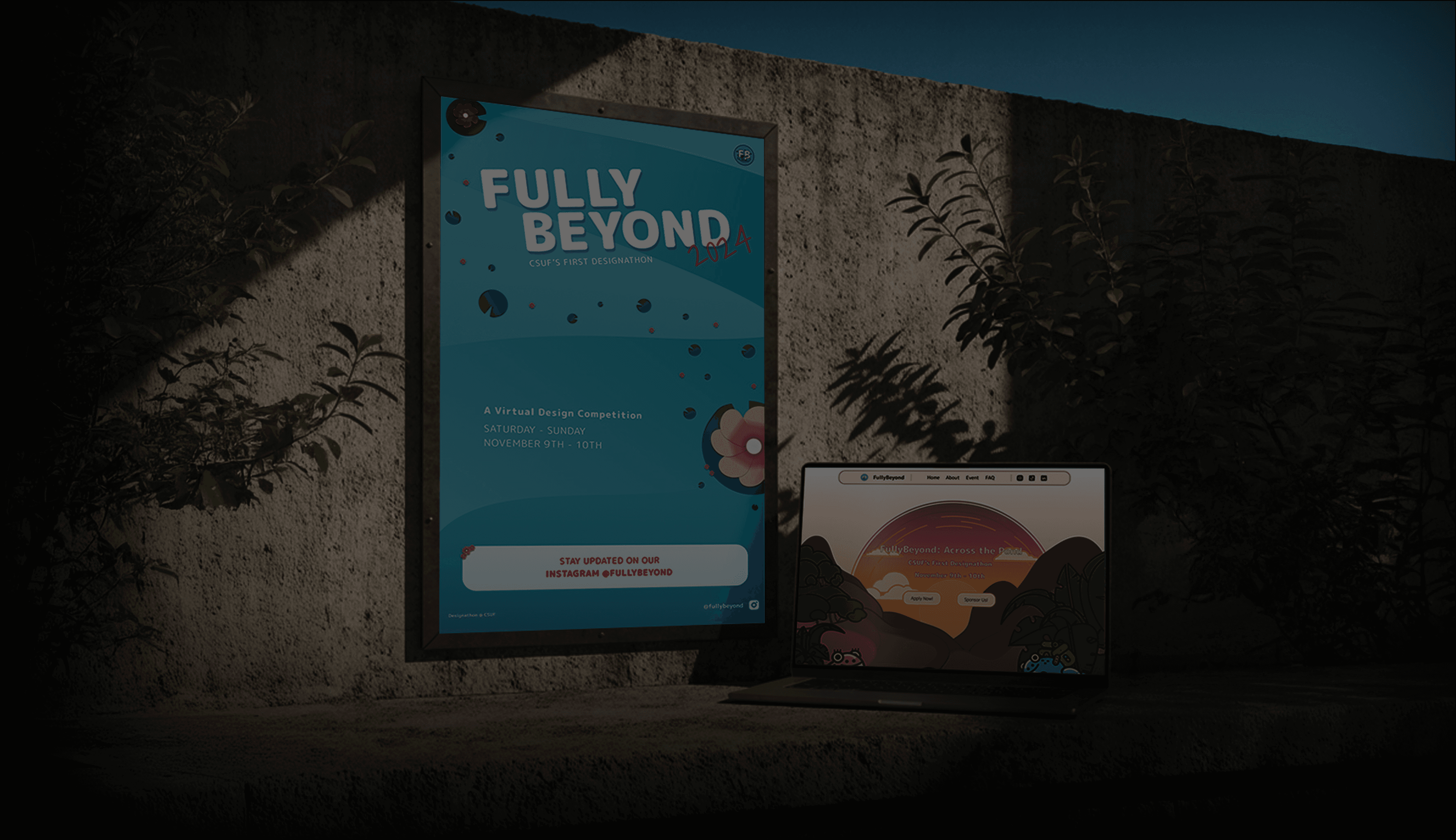 Fullybeyond on laptop and board.