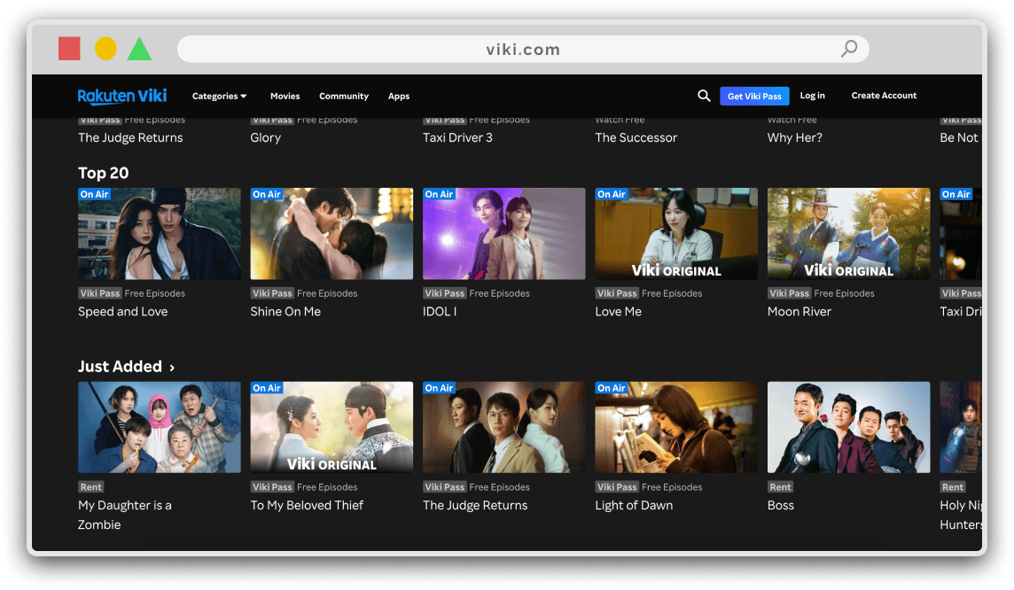 Rakuten Viki landing page example.